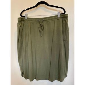 J JILL KNIT CURVED HEM SKIRT ELASTIC WAIST MOSS GREEN SIZE XL